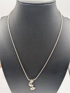HAN Italy 925 Sterling Silver Sun & Moon Pendant Necklace Foxtail Chain 18" READ
